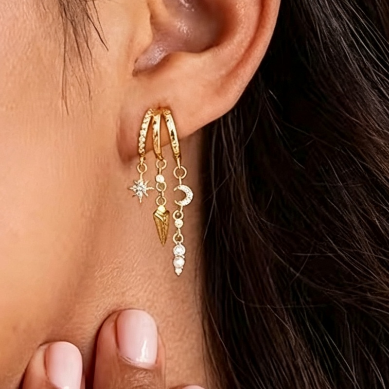 Women's Luxury Layer Design Cubic Zirconia Pendant Earrings